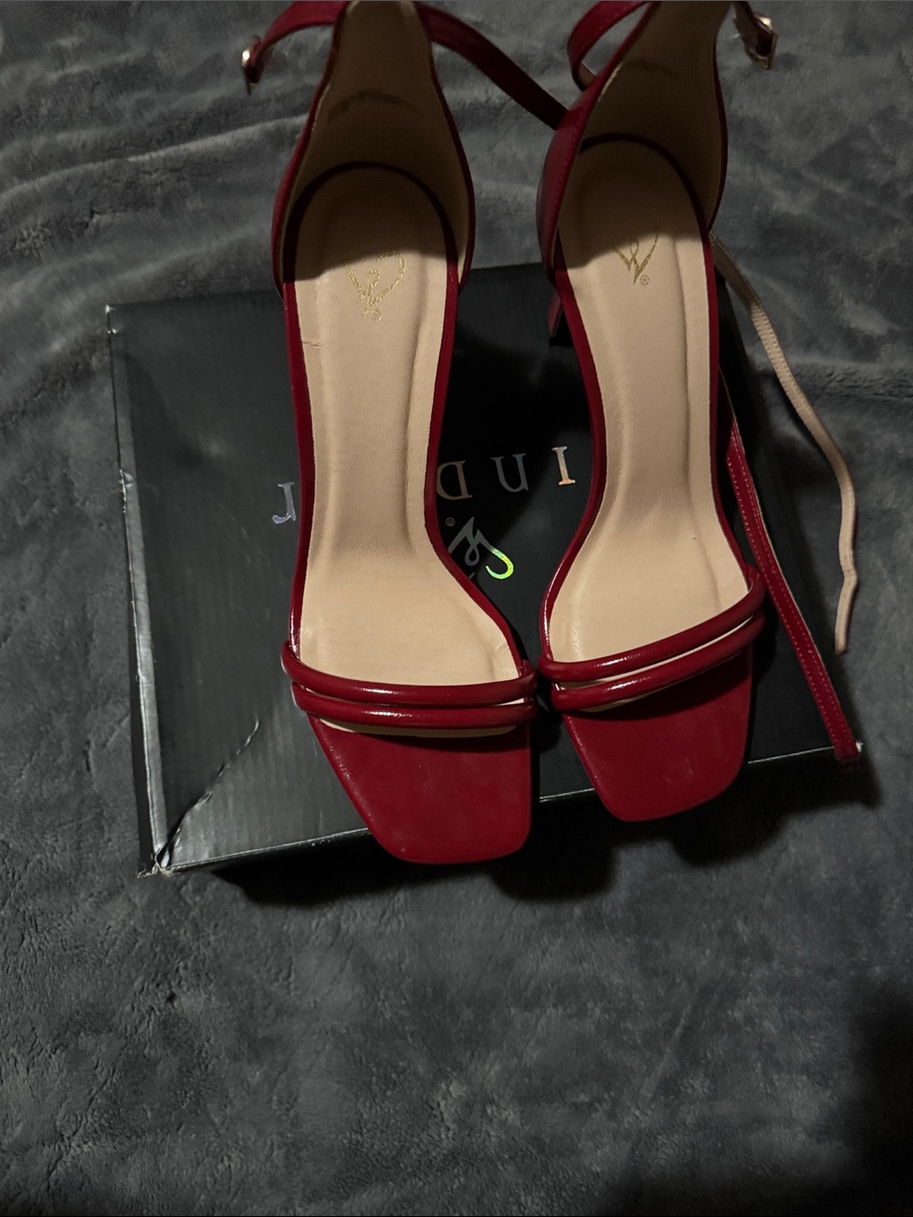 Windsor Red Ankle-Strap Block Heel Sandals